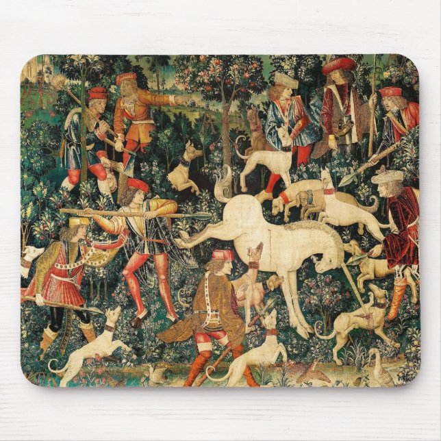 Unicorn Tapestries Defends Mediaeval Myth Legend Mouse Mat (Front)