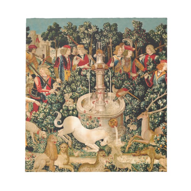 Unicorn Tapestries Found Legend Myth Medieval Art  Notepad (Front)