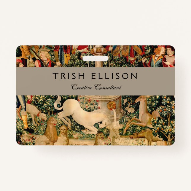 Unicorn Tapestries Found Legend Mythical ID Badge (Front)