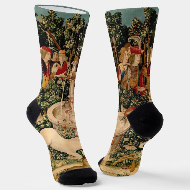 Unicorn Tapestries Found Legend Mythical Socks (Angled)