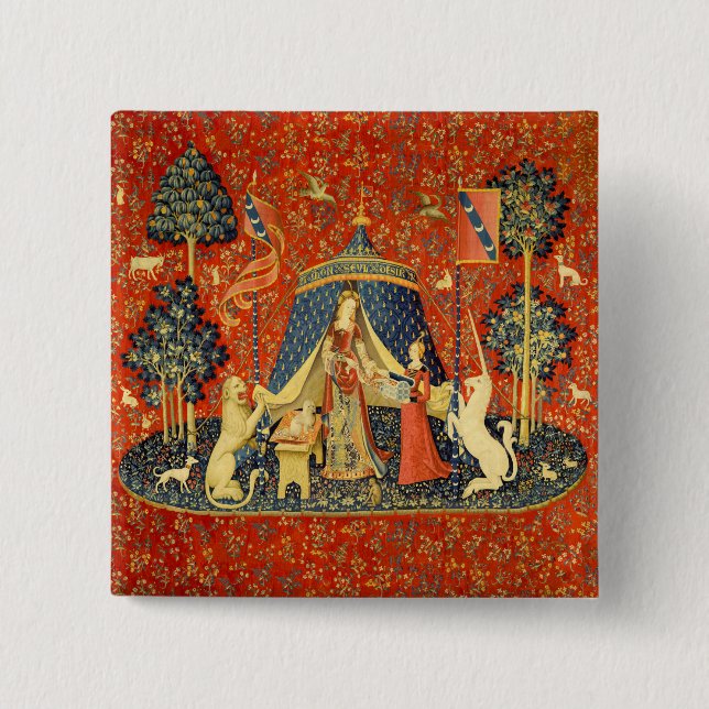 Unicorn Tapestries Lady Legend Mediaeval 15 Cm Square Badge (Front)