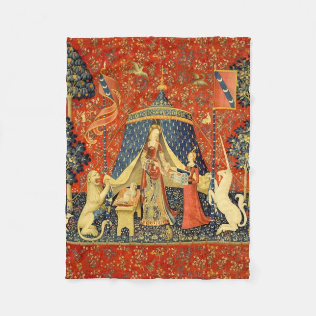 Unicorn Tapestries Lady Legend Mediaeval Fleece Blanket (Front)