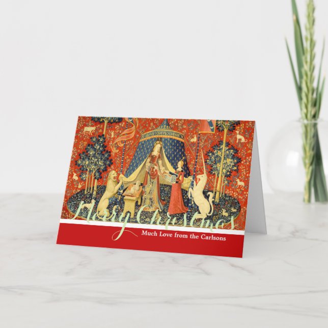 Unicorn Tapestries Lady Legend Mediaeval Holiday Card (Front)