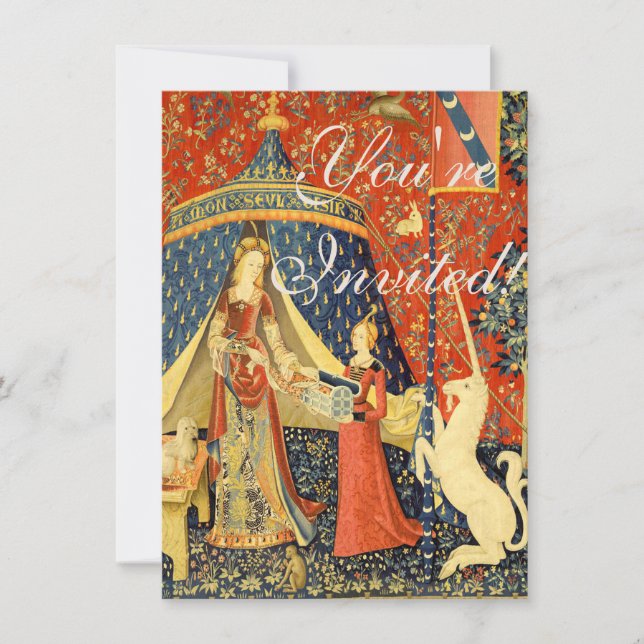 Unicorn Tapestries Lady Legend Mediaeval Invitation (Front)