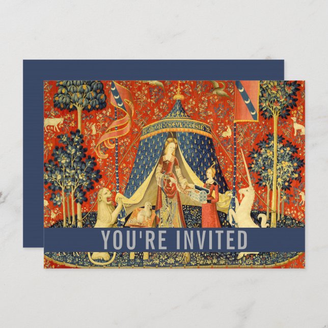 Unicorn Tapestries Lady Legend Mediaeval Invitation (Front/Back)