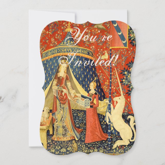Unicorn Tapestries Lady Legend Mediaeval Invitation (Front)