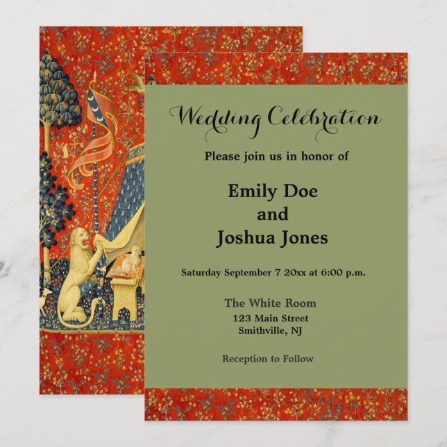 Unicorn Tapestries Lady Legend Mediaeval Invitation (Front/Back)