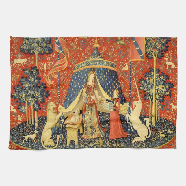 Unicorn Tapestries Lady Legend Mediaeval Tea Towel (Horizontal)