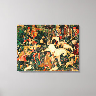 Unicorn Tapestries Mediaeval Classic Defends Hunt  Canvas Print