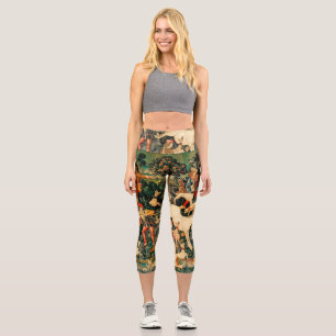 Unicorn Tapestries Mediaeval Classic Defends Hunt  Capri Leggings