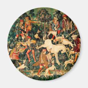 Unicorn Tapestries Mediaeval Classic Defends Hunt Magnet