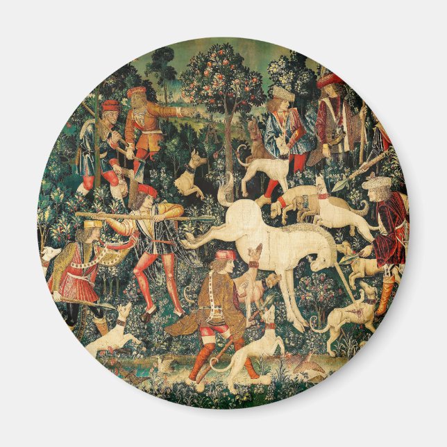 Unicorn Tapestries Mediaeval Classic Defends Hunt  Magnet (Front)