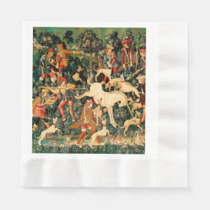 Unicorn Tapestries Mediaeval Classic Defends Hunt  Napkin