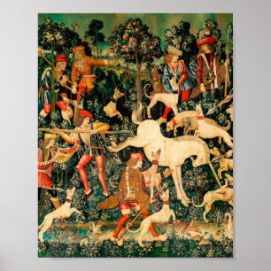 Unicorn Tapestries Mediaeval Classic Defends Hunt Poster