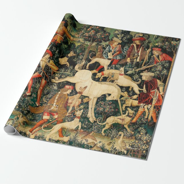 Unicorn Tapestries Mediaeval Classic Defends Hunt  Wrapping Paper (Unrolled)