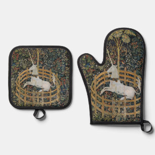 Unicorn Tapestries Medieval Classic Art Oven Mitt & Pot Holder Set