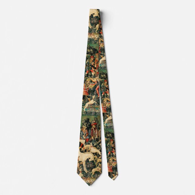 Unicorn Tapestries Medieval Classic Defends Hunt  Tie (Front)