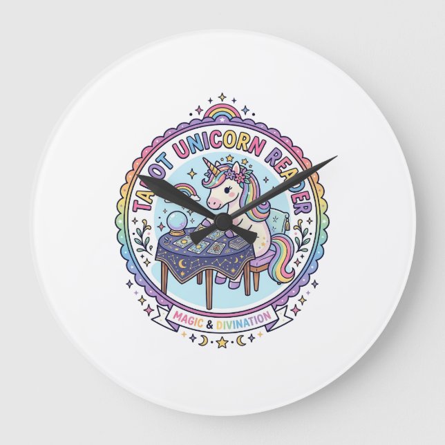 Unicorn Tarot Unicorn Reader Funny Shirt Graphic_1 Large Clock (Front)