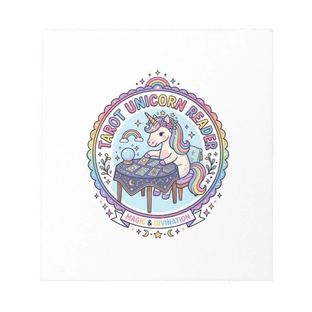 Unicorn Tarot Unicorn Reader Funny Shirt Graphic_1 Notepad (Front)
