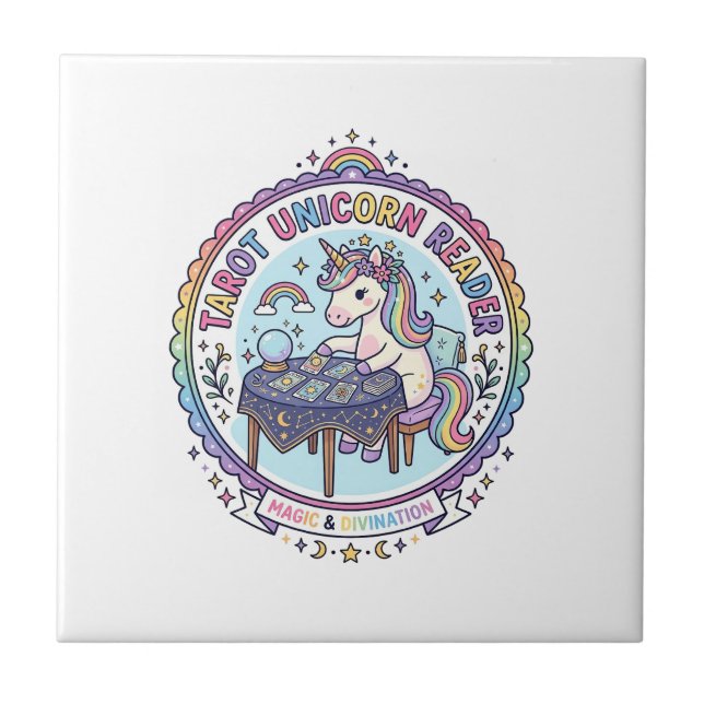 Unicorn Tarot Unicorn Reader Funny Shirt Graphic_1 Tile (Front)