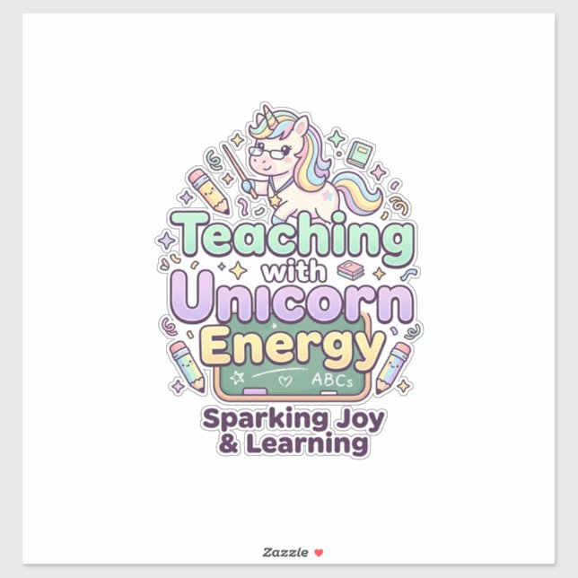 Unicorn Teaching with Unicorn Energy Bold Typograp (Sheet)
