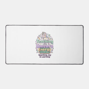 Unicorn Teaching with Unicorn Energy Bold Typograp Desk Mat