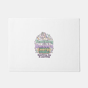 Unicorn Teaching with Unicorn Energy Bold Typograp Doormat