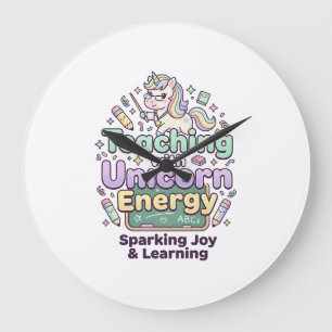 Unicorn Teaching with Unicorn Energy Bold Typograp Large Clock