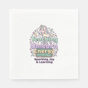 Unicorn Teaching with Unicorn Energy Bold Typograp Napkin
