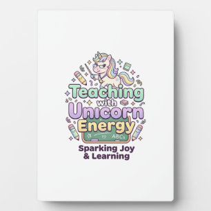 Unicorn Teaching with Unicorn Energy Bold Typograp Plaque