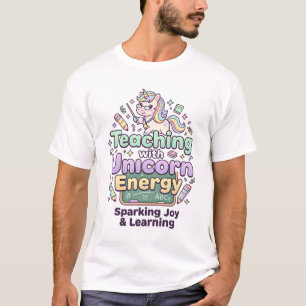 Unicorn Teaching with Unicorn Energy Bold Typograp T-Shirt
