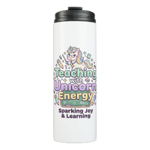 Unicorn Teaching with Unicorn Energy Bold Typograp Thermal Tumbler