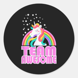 Unicorn Team Awesome Rainbow Jga Wedding Bride And Classic Round Sticker