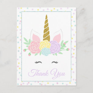 Unicorn Thank You Card Postcards