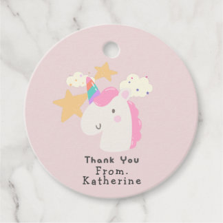 Unicorn Thank You gift tags for birthday goody bag