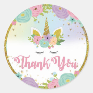 Unicorn Thank You Round Sticker