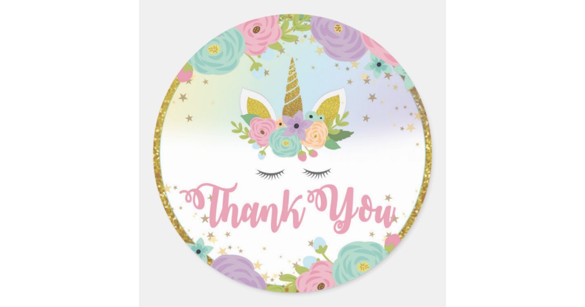 unicorn thank you sticker zazzlecouk