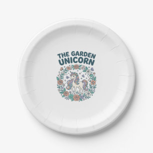 Unicorn The Garden Unicorn Trendy T-Shirt Design_1 Paper Plate