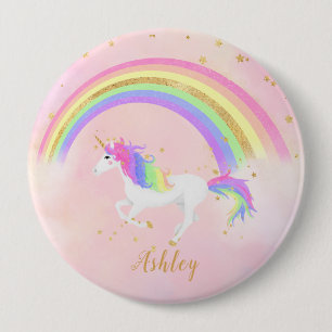 Unicorn theme button pin   Magical Pink & Gold