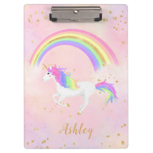 Unicorn theme clipboard   Magical Pink & Gold