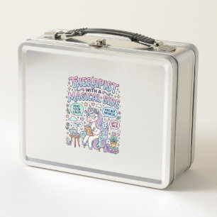 Unicorn Therapist with a Magical Side Gift Idea St Metal Lunch Box