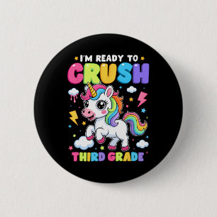 Unicorn Third Grade Here I Come Back To School Gir 6 Cm Round Badge