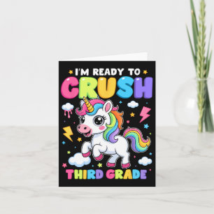 Unicorn Third Grade Here I Come Back To School Gir Card