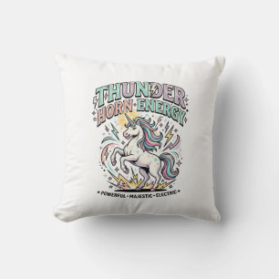 Unicorn Thunder Horn Energy Retro Style Product Gr Cushion