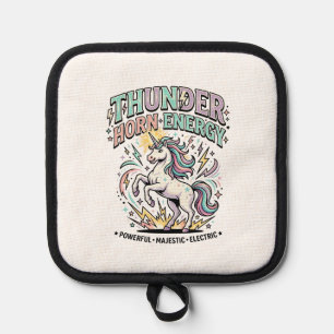 Unicorn Thunder Horn Energy Retro Style Product Gr Pot Holder