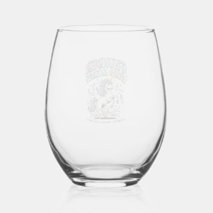 Unicorn Thunder Horn Energy Retro Style Product Gr Stemless Wine Glass