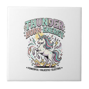 Unicorn Thunder Horn Energy Retro Style Product Gr Tile