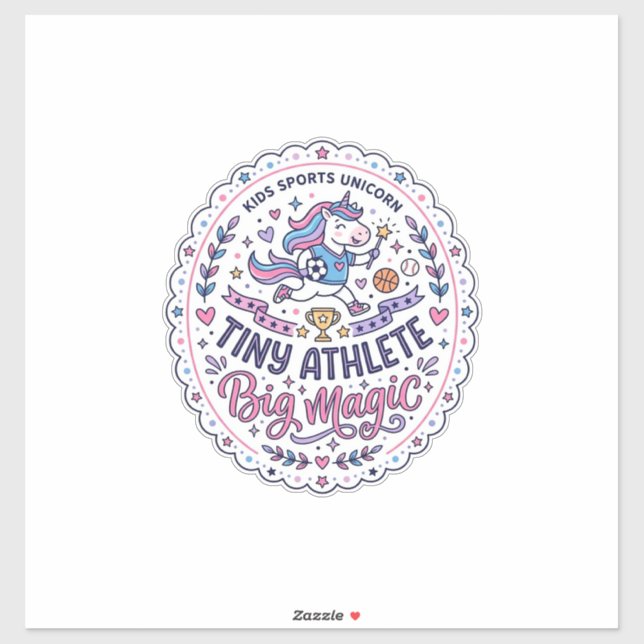 Unicorn Tiny Athlete Big Magic Playful Print on De (Sheet)