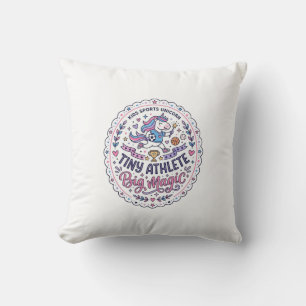 Unicorn Tiny Athlete Big Magic Playful Print on De Cushion