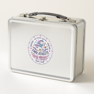 Unicorn Tiny Athlete Big Magic Playful Print on De Metal Lunch Box